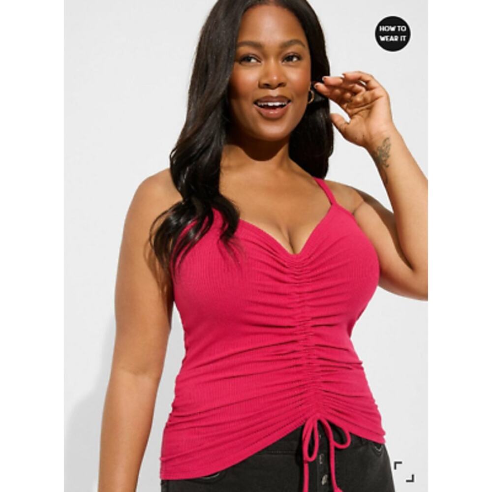 NWT Torrid Super Soft Rib V-Neck Drawstring Crop Tank Top Plus Size:  3X (22/24)